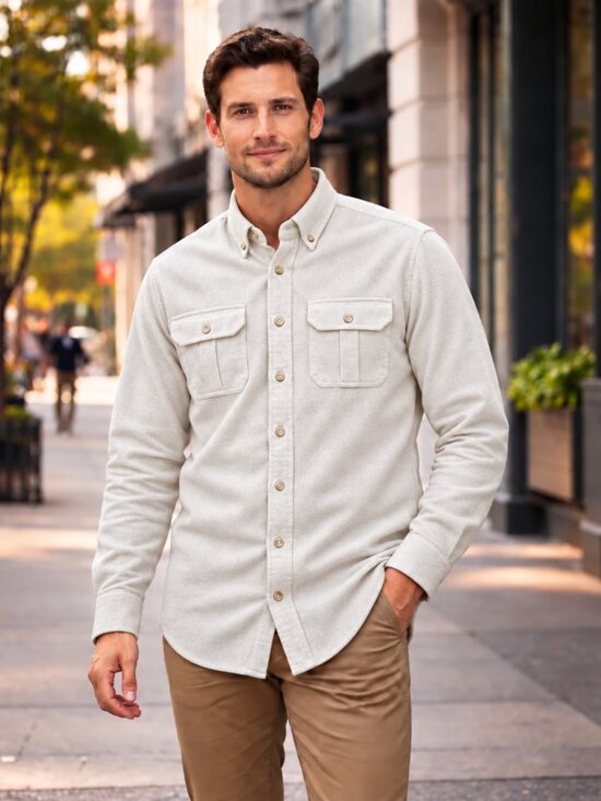 Banana Republic Other - Banana Republic Men's Standard-Fit milk color Shirt Brushed Fabric Size L NWT